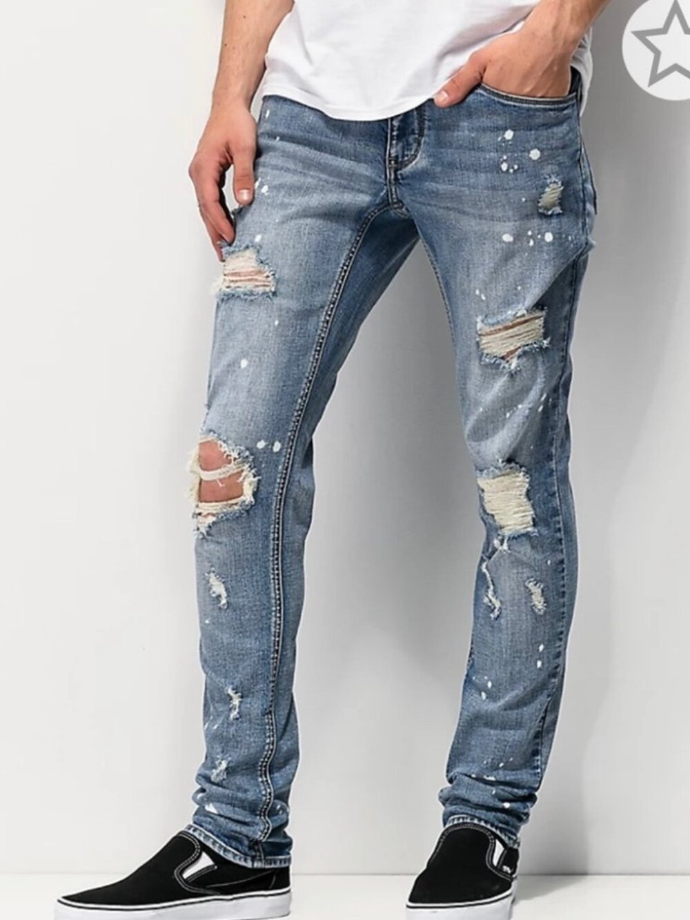 EMPYRE Recoil thrashed super skinny blue jeans (30)